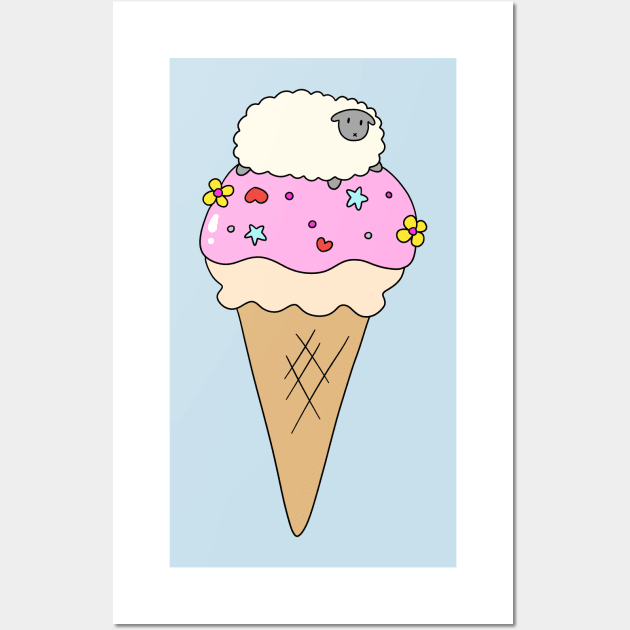 Icecream Cone Sheep Wall Art by saradaboru